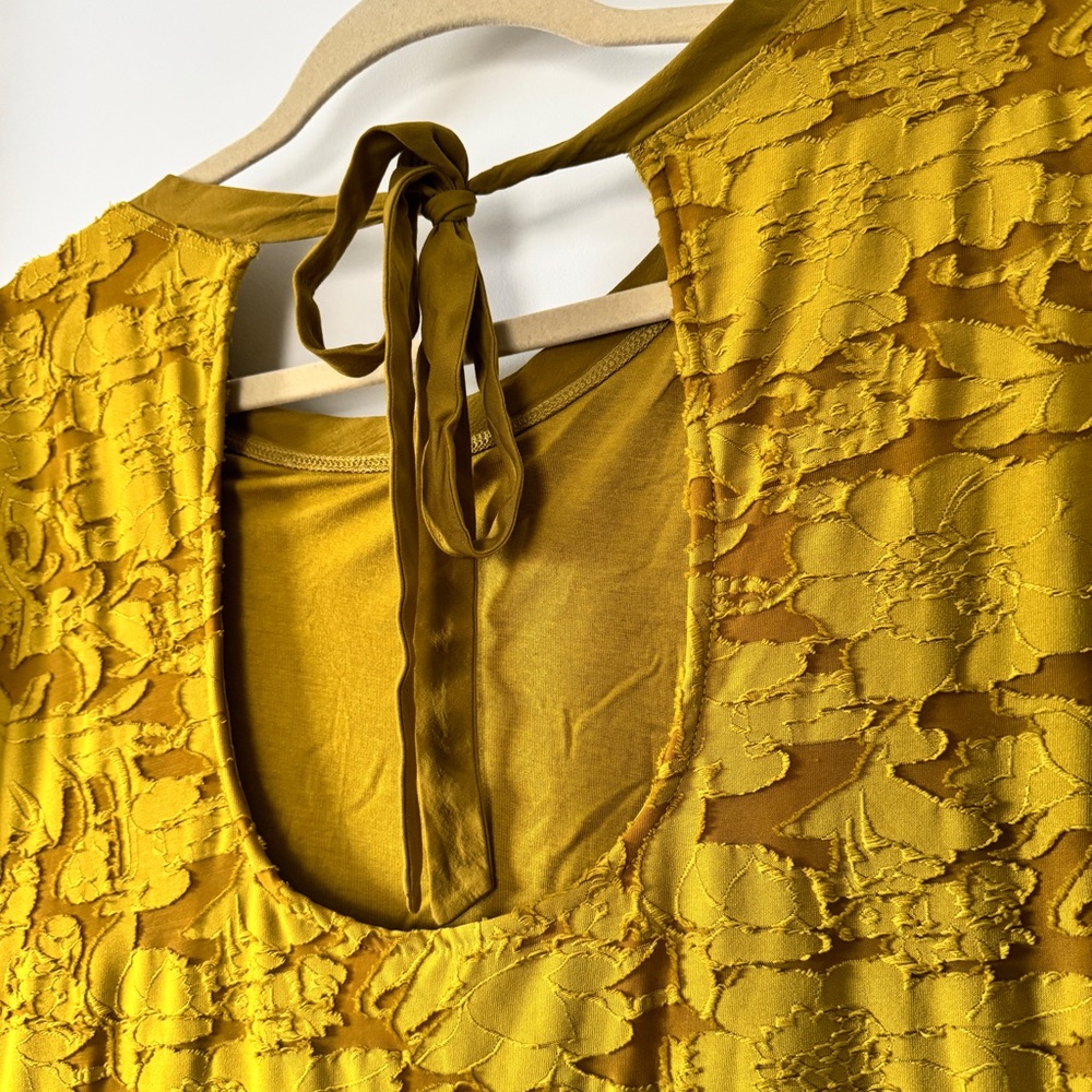 Anthropologie Mustard Yellow Ruffle Mini Dress - Picture 6 of 12